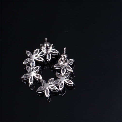 Cubic Zirconia 3 Flower Earrings - FREE SHIPPING!