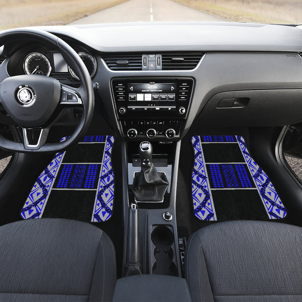 Maile Tribe Front and Back Car Mats Blue Grey