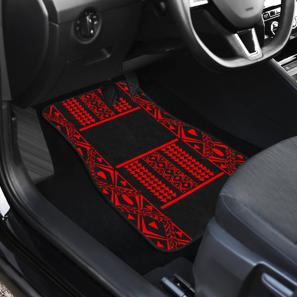Maile Tribe Front Car Mats - Black Red