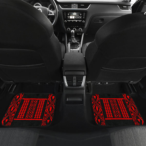 Maile Tribe Front and Back Car Mats Black Red